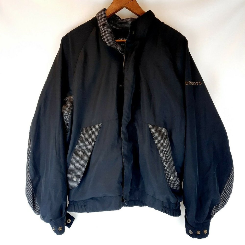 FootJoy Dryjoys Full Zip Black with Houndstooth Accents Golf Jacket Men’s Small